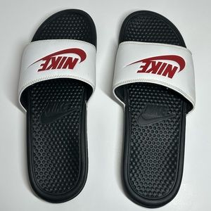 Nike Slides Red/White Mens Size 12 Slip On Sandals